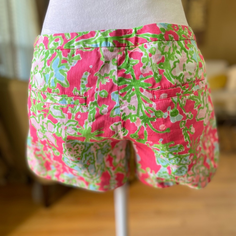 Lilly Pulitzer Adie Shorts Pink Green Flamingo Southern Charm Print Size 2 Women - Picture 3 of 16